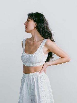 Sophie Crop, Japanese Organic Cotton, Carolina Stripe