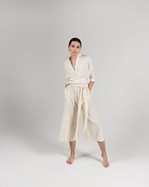 The Tie-Waist Culotte in Natural