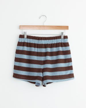 bonded dry loop terry short in brownblue 1