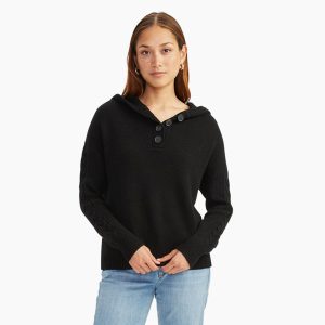cable knit sleeve henley hoodie 1