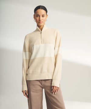 caf cotton cashmere striped quarter zip 1