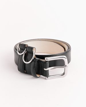 classic ring hardware leather belt in black 1