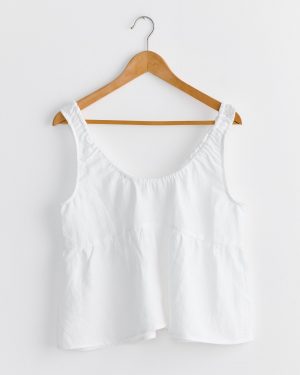 gathered linen set in white 1