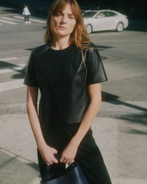 leather cropped tee 1