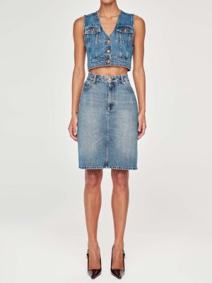 lexie high rise denim skirt knee length endless sea 1