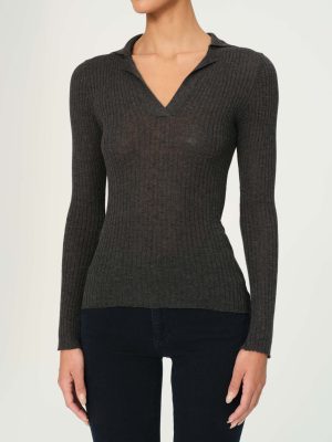 long sleeve polo charcoal 1