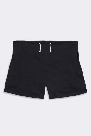 mens organic drawstring only lounge shorts in black 1