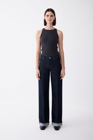 mia cuffed mid wide long jean rinse 1