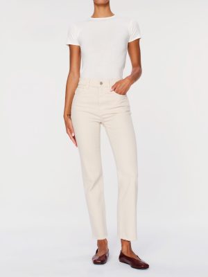 patti straight high rise ankle jeans ecru 1