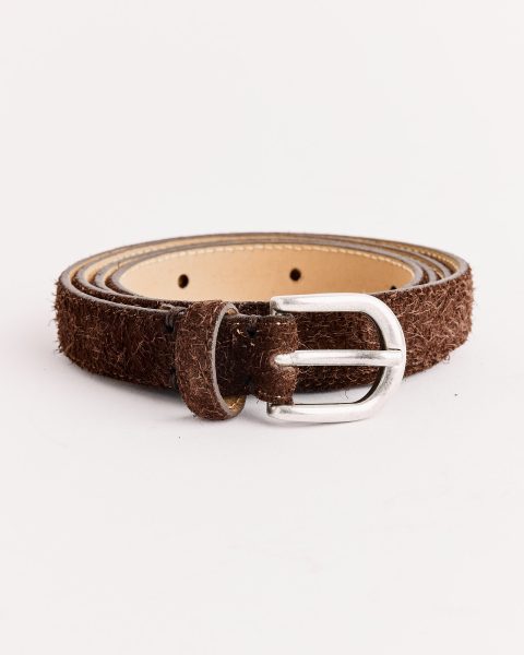 purpose belt in brown fuzzy suede 1