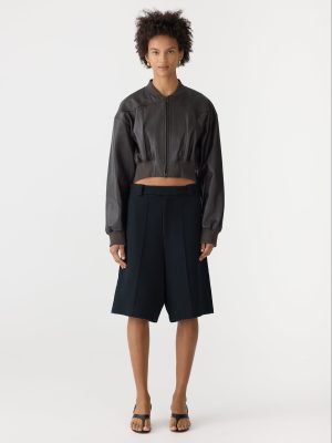 raised twill wide leg shorts 1
