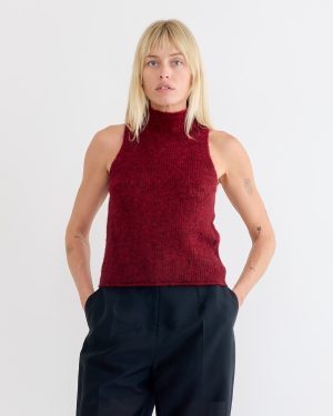 sheer sleeveless top in red 1