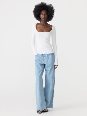 slim rib lace long sleeve top 1