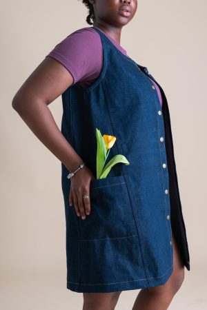 snap smock in cone denim 1