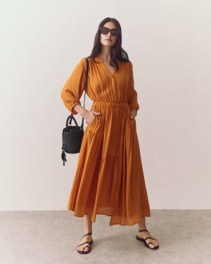 tencel gathered panel dress 1