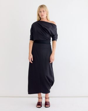 twisted hem dress in anthracite 1
