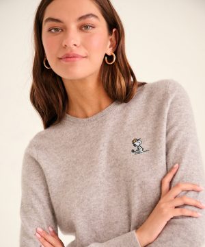 women s tee time snoopy cashmere sweater 1