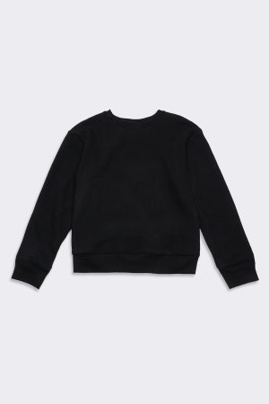 womens organic heavyweight crew sweatshirt in black 1