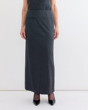 wool maxi long skirt in stripe 1