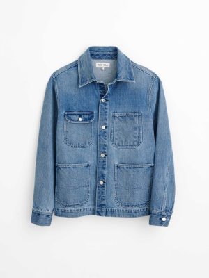 work jacket in vintage wash denim 1