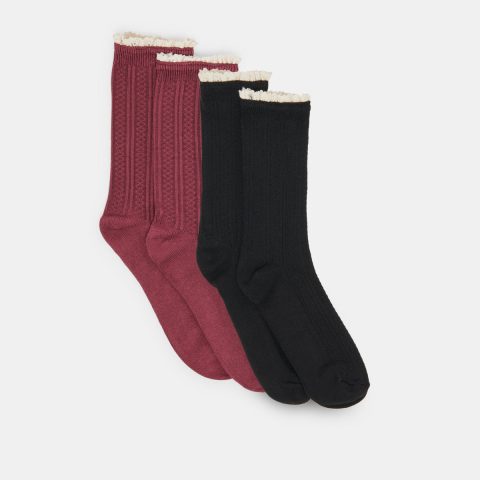 2 pack prairie socks black burgundy 1