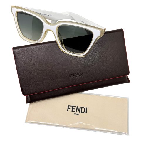 New Fendi White Wayfarer Sunglasses with Case 1