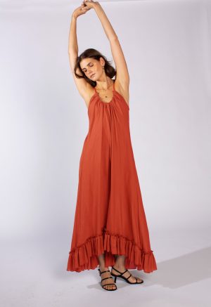 anemone dress in guava 1