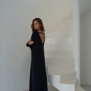 angel dress black open back knit 1