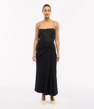 asymmetrical twist skirt black 1