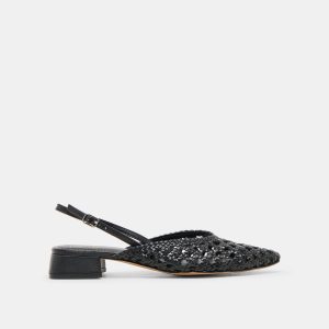 birdie flats black woven leather 1
