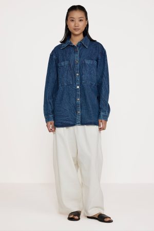 boyfriend shirt washed denim 1