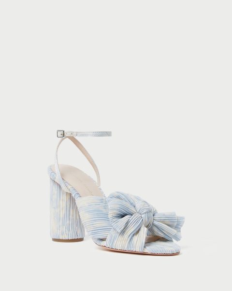 camellia blue floral bow heel 1