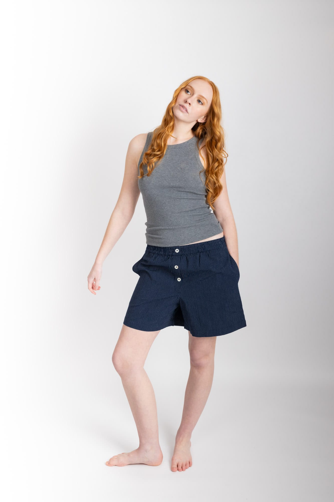 camilla boxer shorts navy pinstripe 1