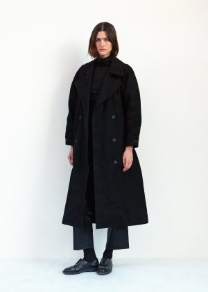 car coat black japanese denim 1