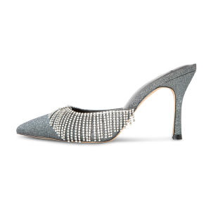 catherine vegan pewter silver mules 1