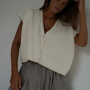 celine cream buttoned knit top 1