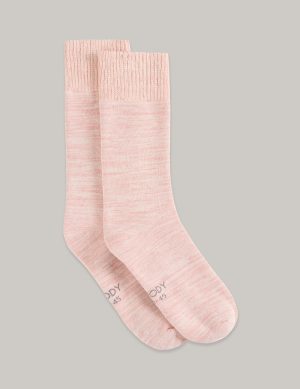 chunky bed socks dusty pink marl 1