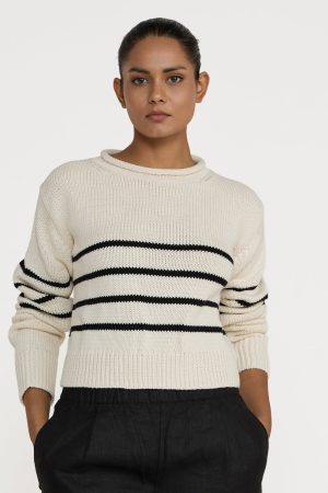 cropped field sweater black stripe 1