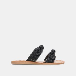 dinah wide sandals onyx raffia 1