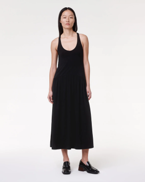dropwaist gathered tank dress black 1