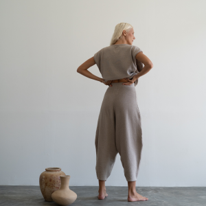 elke fawn knit volume pant 1