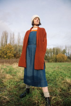 emi recycled wool cardigan in paprika marl 1