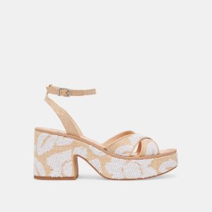 eniko heels natural multi floral sequin 1