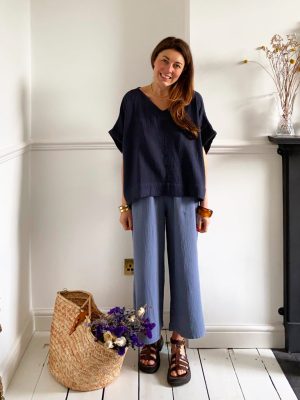 evora organic cotton trousers in pewter by hannah beaumont 1