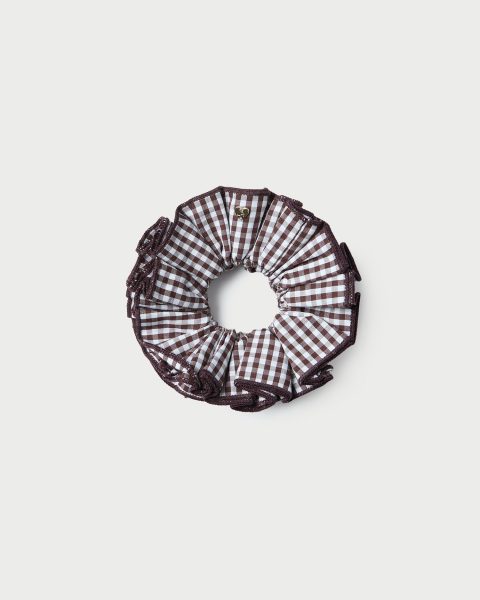 felice brown gingham layered scrunchie 1