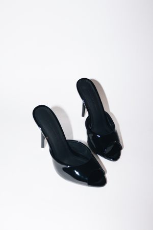 ford black patent vegan leather open toe mules 1
