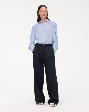 gathered blouse oxford blue 1