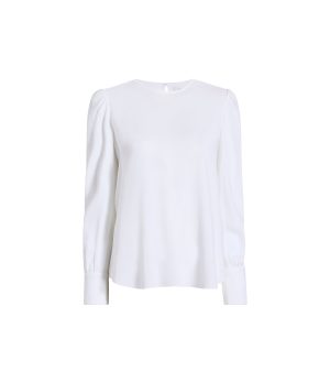 gathered sleeve crewneck blouse resale white 1