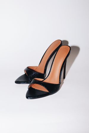 gia black reptile vegan mules 120 mm 1