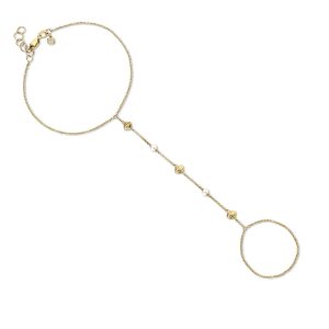 gold diamond clam shell pearl princess bracelet 1